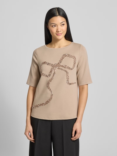 s.Oliver BLACK LABEL Relaxed fit T-shirt van viscosemix Taupe - 4