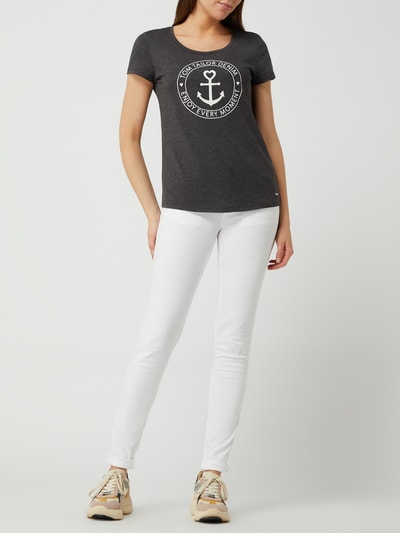 Tom Tailor Denim T-Shirt mit Logo-Print Anthrazit Melange 1