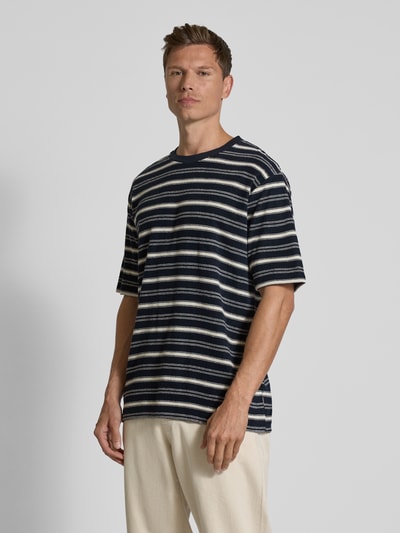 Lindbergh Oversized T-shirt met ronde hals Donkerblauw - 4