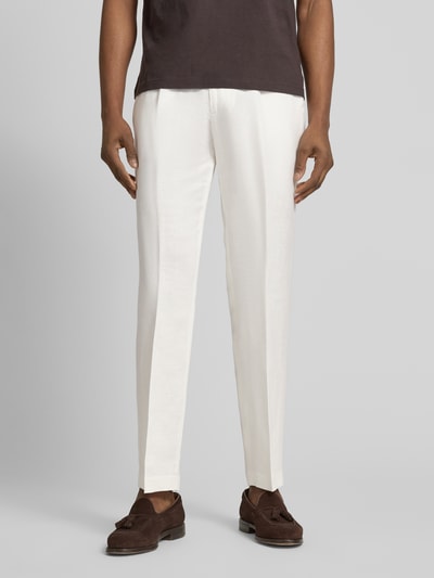 Antony Morato Regular fit linnen broek met bandplooien Wit - 4