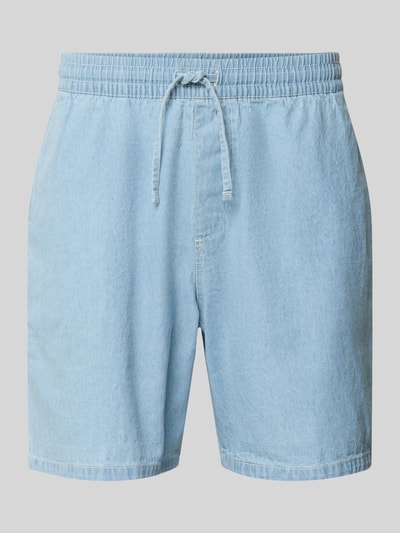 Produktfoto, Shorts mit elastischem Bund von REVIEW aus Reine Baumwolle, Regular-Fit, hellblau, Tunnelzug, Bundweite 41 cm, Innenbeinlänge 14 cm