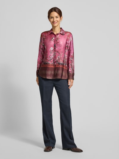 miss goodlife Regular fit overhemdblouse met manchetten, model 'Cherry Blossom' Roze - 1