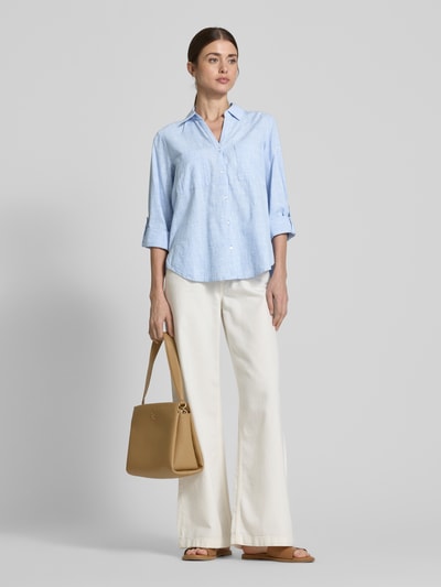 Tom Tailor Loose Fit Hemdbluse aus reiner Baumwolle mit Knopfleiste Hellblau 1