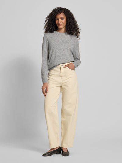 Jake*s Casual Strickpullover aus Kaschmir mit Rundhalsausschnitt Silber Melange 1