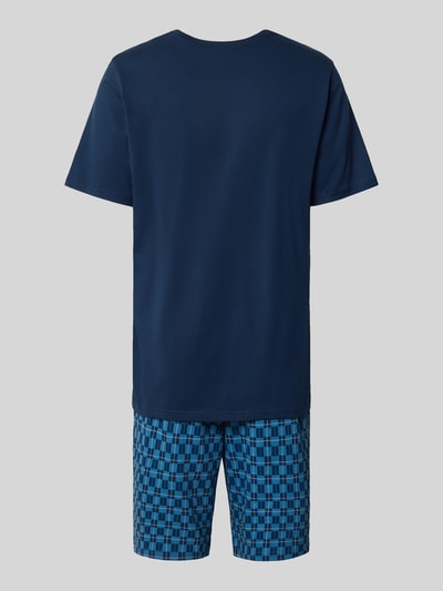 Schiesser Pyjama met geribde ronde hals Marineblauw - 3