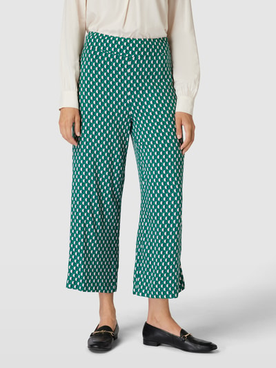 OPUS Culotte met all-over motief, model 'Misha Retro' Donkergroen - 4