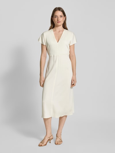 BOSS Midikleid mit V-Ausschnitt Modell 'Dieshana' Offwhite 4