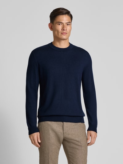 SELECTED HOMME Regular fit gebreide pullover van zuivere merinowol, model 'TRAY' Marineblauw - 4