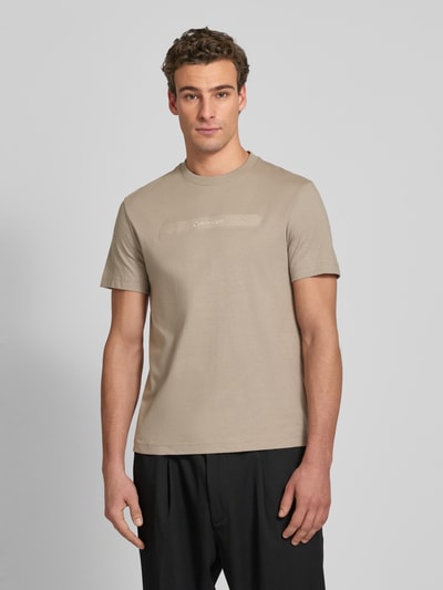 CK Calvin Klein T-Shirt mit Label-Stitching Modell 'EMBROIDERY' Khaki 4