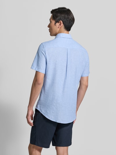 Casual Friday slim fit vrijetijdsoverhemd van mix van katoen en linnen model 'AKSEL' Lichtblauw - 5