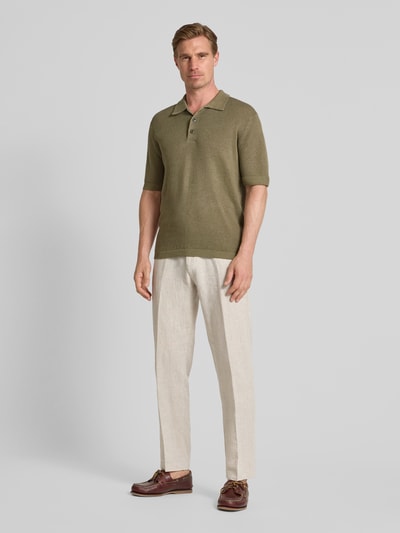 Marc O'Polo Regular Fit Poloshirt aus Leinen-Baumwoll-Mix Oliv 1