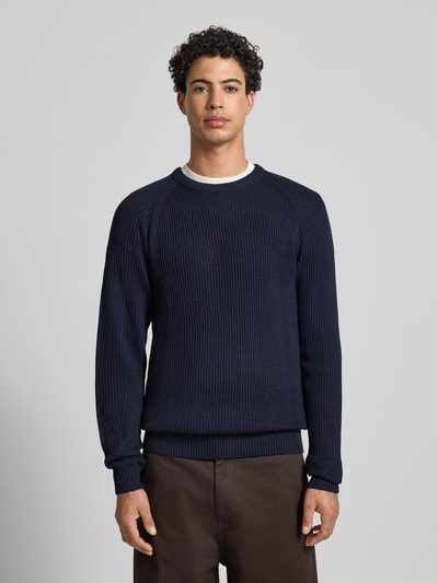JACK & JONES Gebreide pullover met ronde hals, model 'PANNEL' Marineblauw - 4