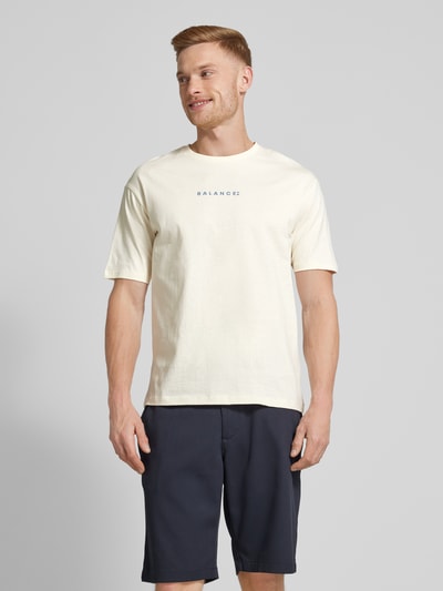 SELECTED HOMME T-shirt z nadrukiem z napisem model ‘LOOSE-BALANCE’ Złamany biały 4