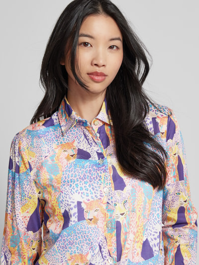 Christian Berg Woman Bluse mit Allover-Motiv-Print Dunkelblau 3