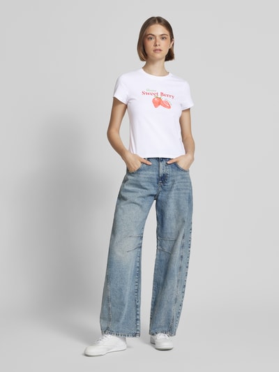 REVIEW T-Shirt mit Label-Print Weiss 1