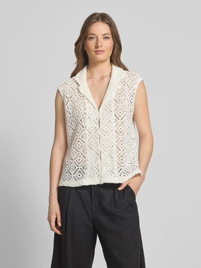Christian Berg Woman Kamizelka szydełkowa o kroju relaxed fit z ażurowym wzorem Złamany biały 4