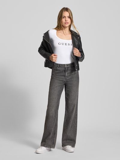 Guess Shirt met lange mouwen, labelprint en ronde hals Wit - 1