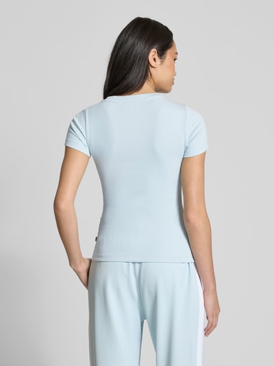 Guess Jeans Slim fit T-shirt in riblook Lichtblauw - 5