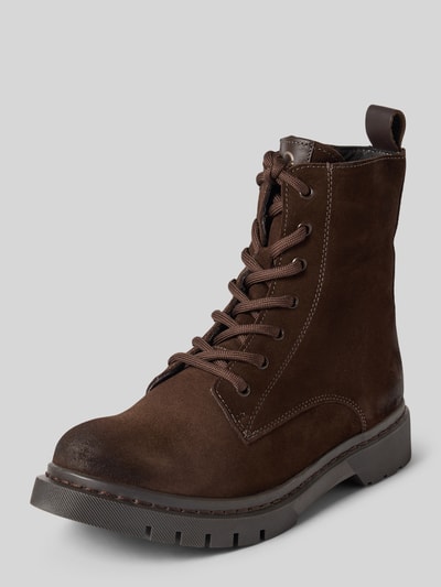 Produktfoto, Schnürstiefel aus echt leer von Tamaris in donkerbruine kleur met grove zool, Dames Schnürstiefel van Tamaris