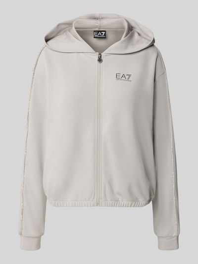 EA7 Emporio Armani Sweatjacke mit Label-Print und Reißverschluss Hellgrau 2
