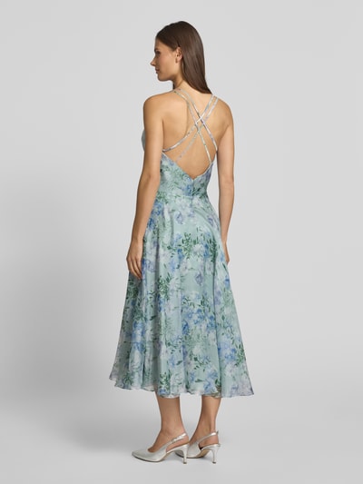 Luxuar Cocktailkleid mit Wasserfall-Ausschnitt und gekreuzten Trägern Hellgruen 5