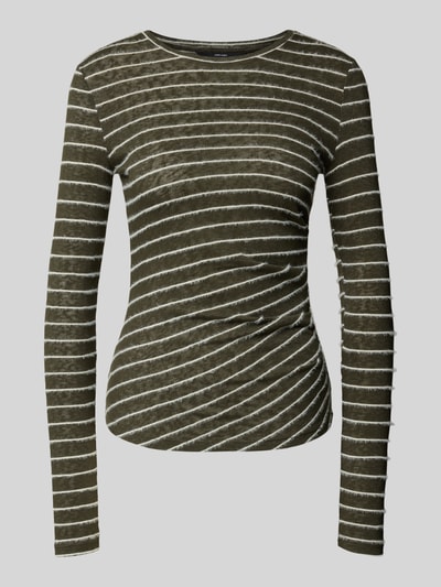 Produktfoto, Langarmshirt mit seitlicher Raffung von VERO MODA, wzór w paski, okrągły dekolt, rękawy długie, wykończenie: dżersej