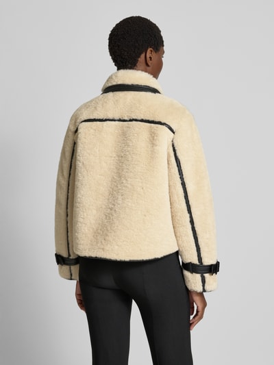 Marc Cain Regular Fit Jacke mit Kunstfellbesatz Ecru 5