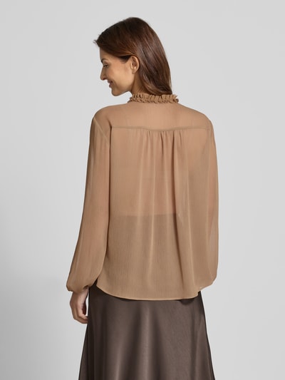 Luisa Cerano Semitransparente Bluse mit Rüschen Camel 5