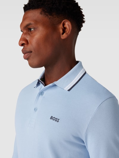 BOSS Green Poloshirt met contraststrepen, model 'Plisy' Lichtblauw - 3