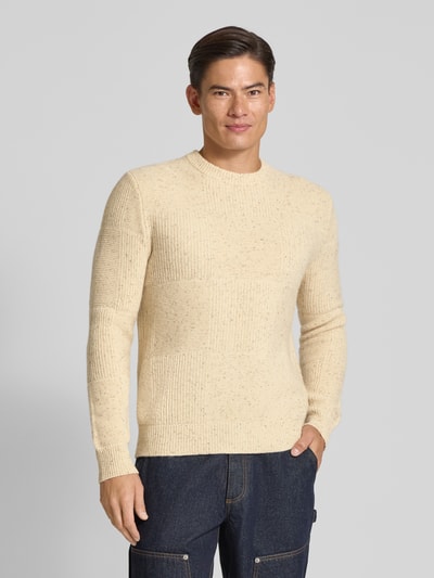 Forét Sweter z dzianiny z mieszanki wełny lana z okrągłym dekoltem Złamany biały 4