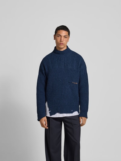 Marni Pullover mit Label-Stitching Dunkelblau 4