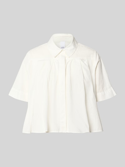 Produktfoto, Bluse mit verdeckter Knopfleiste Modell 'SKYMA' von YAS in Weiß, reine Bio-Baumwolle, Loose Fit, Kentkragen, glatte Textur