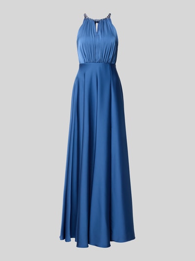 Productfoto, 'Neckholder-Maxikleid mit Flechtkette und tiefem Rückenausschnitt' van Jake*s Cocktail, blauw, A-lijn, materiaal-mix met stretch