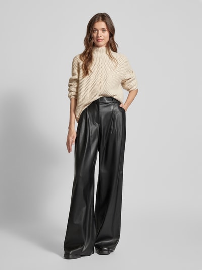 HUGO Straight leg broek in leerlook, model 'Hawine' Zwart - 1