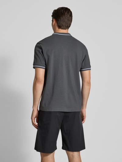 BOSS Green Regular fit poloshirt met labelstitching Donkergrijs - 5
