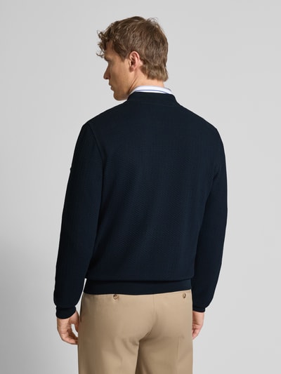 bugatti Regular fit sweatjack met structuurmotief Marineblauw - 5