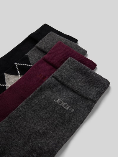 JOOP! Collection Regular fit sokken van wolmix in een set van 4 paar, model 'Essentials' Antraciet - 2
