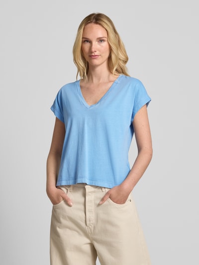 Jake*s Casual T-Shirt mit geripptem V-Ausschnitt Sky 4