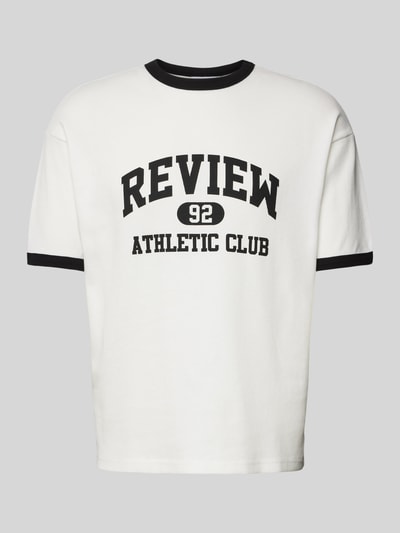 REVIEW T-shirt met ribboorden Offwhite - 2