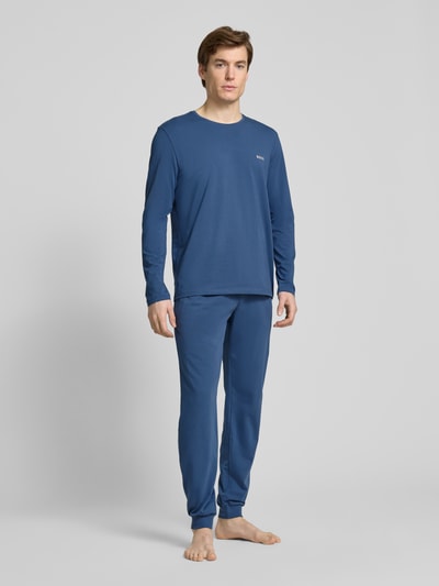 BOSS Longsleeve mit Label-Stitching Jeansblau 1