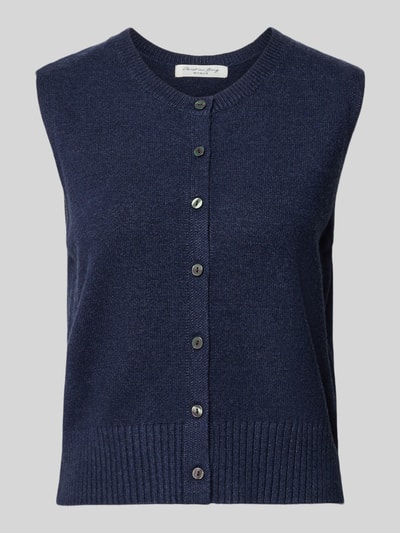 Produktfoto, Strickweste aus Viskose-Mix mit Knopfleiste von Christian Berg Woman, dunkelblau, Regular Fit, Rundhalsausschnitt, glatte Textur