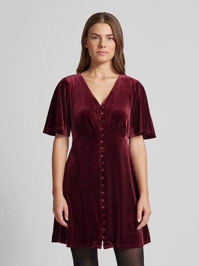 Apricot Mini-jurk met V-hals Bordeaux - 4