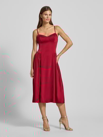 Adrianna Papell Knielanges Cocktailkleid mit Spaghettiträgern Rot 4