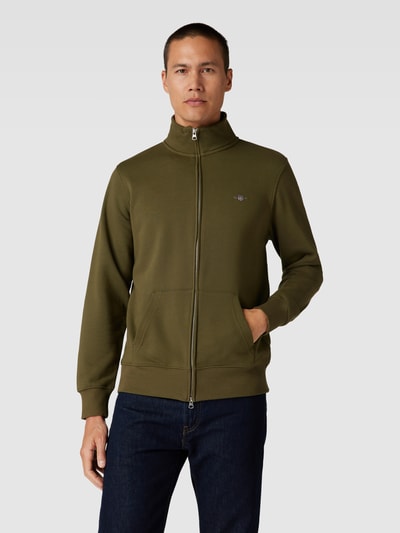 Gant Sweatjacke mit Känguru-Tasche Oliv 4