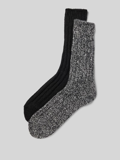 Snocks Skarpety z prążkowanymi wykończeniami w zestawie 2 szt. Ciemnoszary melanż 1