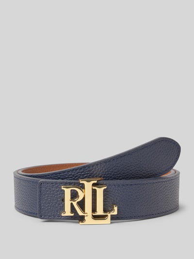 Lauren Ralph Lauren Pasek skórzany z zapięciem zaciskowym z logo Ciemnoniebieski 1