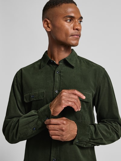 OLYMP Level Five Regular fit ribcordoverhemd met kentkraag Donkergroen - 3