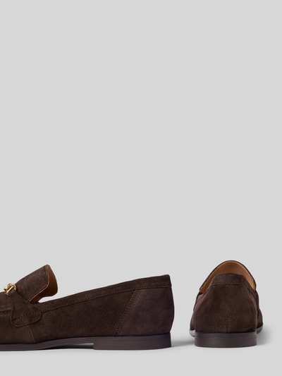 Productfoto, donkerbruine loafers van rundleer model 'Gimble' van GANT, zachte textuur, Dames Loafer van GANT