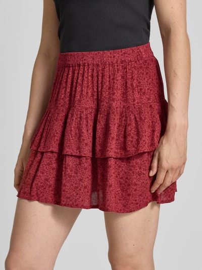 Only Ausgestellter Mini-Rock aus reiner Viskose Modell '30 BERYL' Kirsche Melange 3