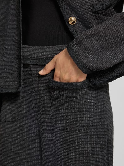 ICHI Broek met structuurmotief, model 'KATE FRINGA' Zwart - 3